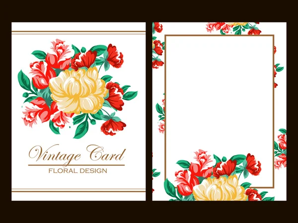 Ensemble de cartes d'invitation vintage florales — Image vectorielle