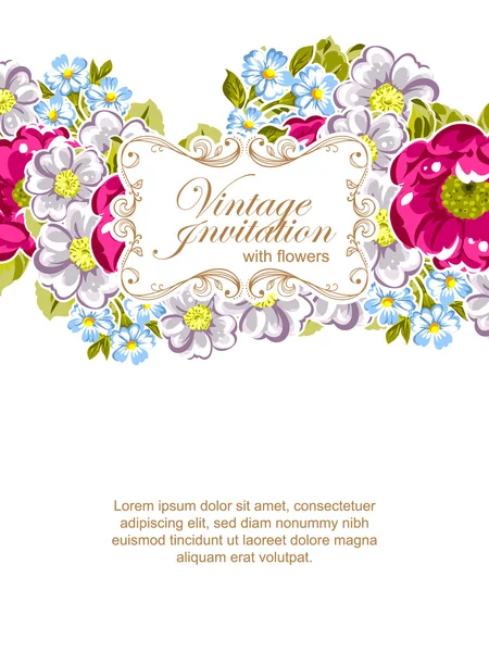 Floral vintage invitation card — Stock Vector