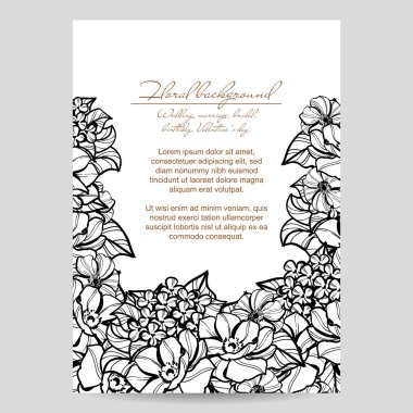 çiçek düğün davetiye kartı