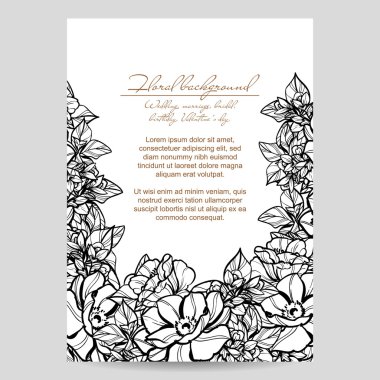 çiçek düğün davetiye kartı