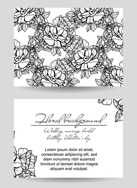 Set of vintage floral wedding cards — Stock Vector