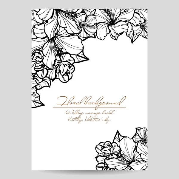 Tarjeta de invitación de boda floral vintage — Vector de stock