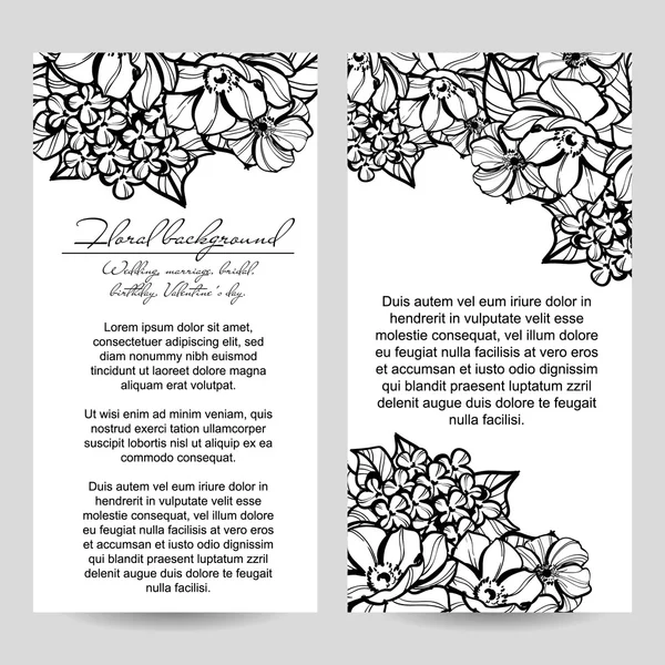 Ensemble de cartes de mariage florales vintage — Image vectorielle