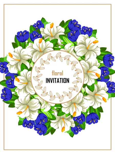 Invitación con hermosas flores — Vector de stock