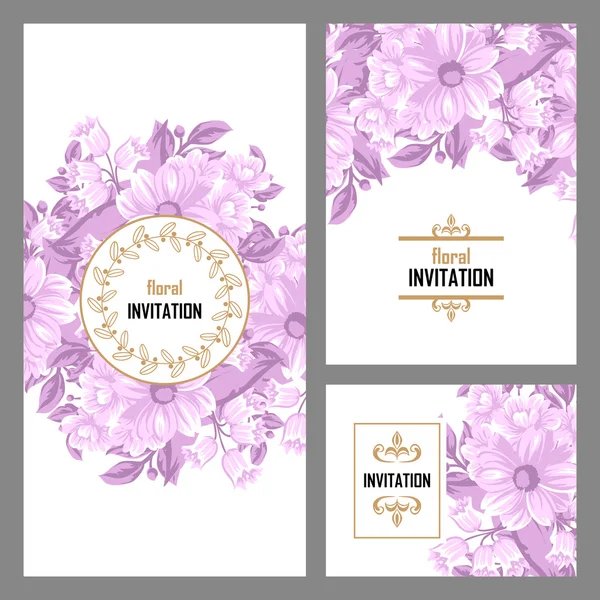 Invitación con hermosas flores — Vector de stock