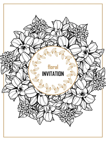 Invitación con hermosas flores — Archivo Imágenes Vectoriales