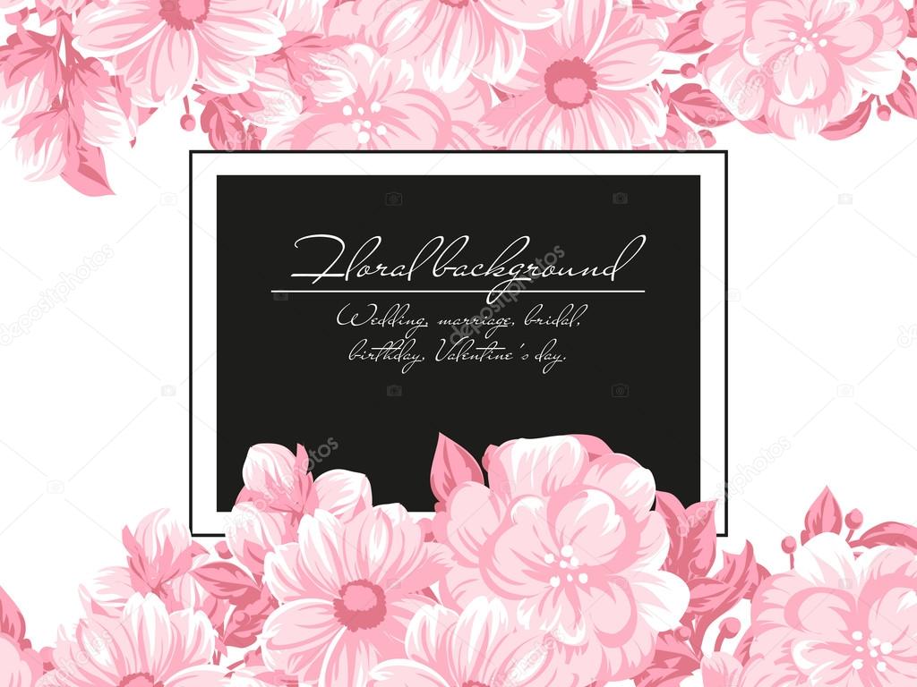 Disegno di illustrazione vettoriale di sfondo floreale per invito con bellissimi fiori colorati — Vettoriali di All about Flowers