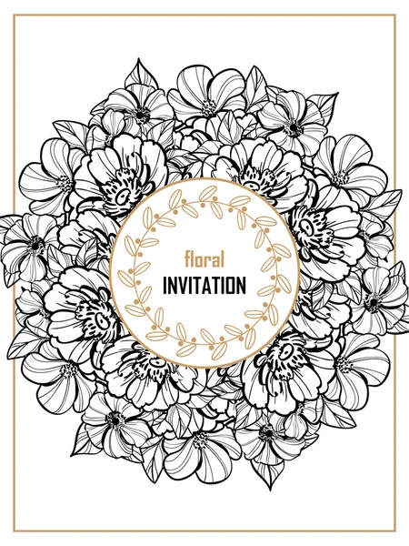 Delicada invitación con flores — Archivo Imágenes Vectoriales