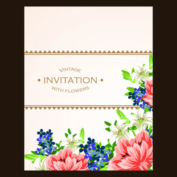 Запрошення з красивими квітами — стоковий вектор