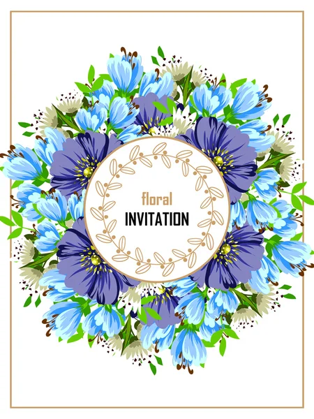 Invitación con hermosas flores — Archivo Imágenes Vectoriales