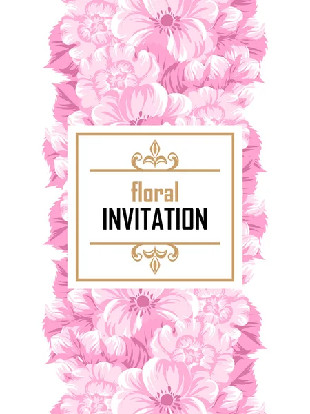 Delicada invitación con flores — Vector de stock