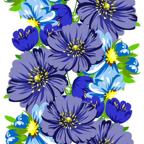 Pattern with beautiful blue flowers — Stock Vector