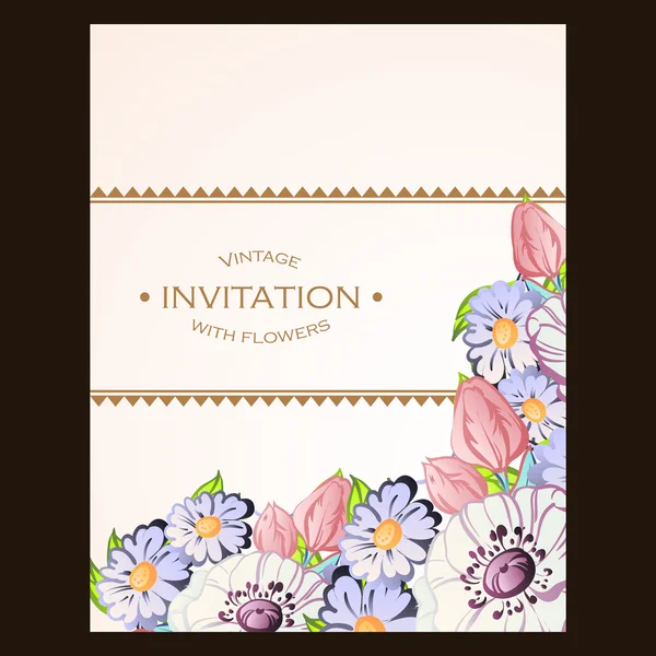 Invitation with beautiful flowers — Stock Vector