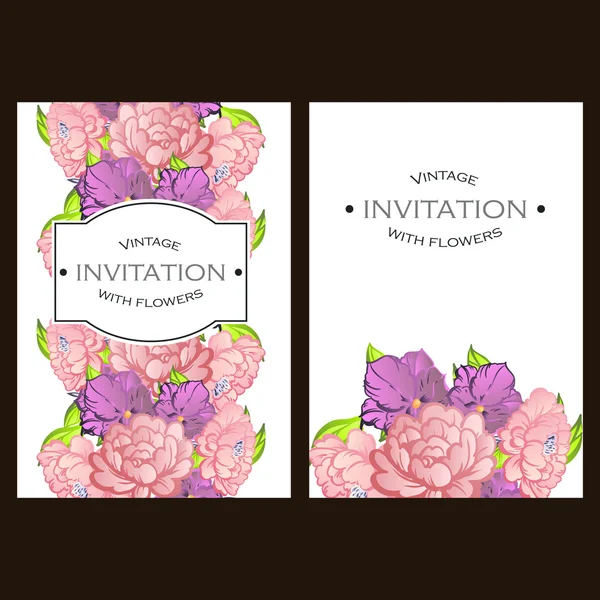 Invitación con hermosas flores — Vector de stock
