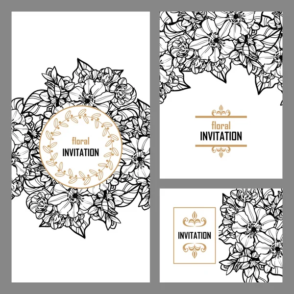 Invitation avec de belles fleurs — Image vectorielle