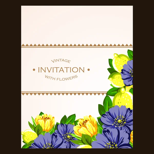 Invitation with beautiful flowers — Stock Vector