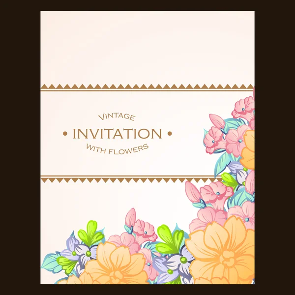 Invitación con hermosas flores — Vector de stock