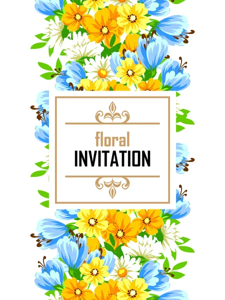 Invitation avec de belles fleurs — Image vectorielle