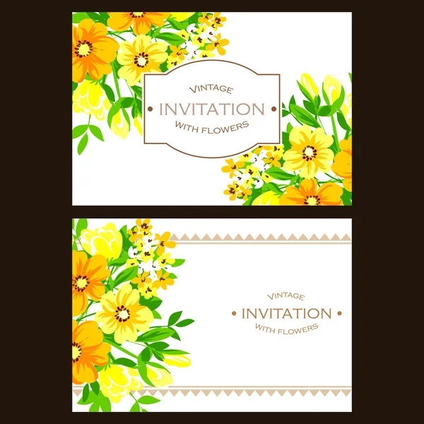 Invitation avec de belles fleurs — Image vectorielle