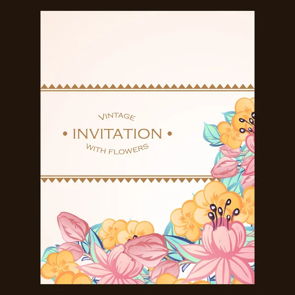 Invitation avec de belles fleurs — Image vectorielle