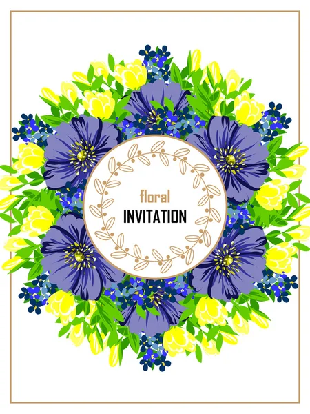 Invitación con hermosas flores — Archivo Imágenes Vectoriales