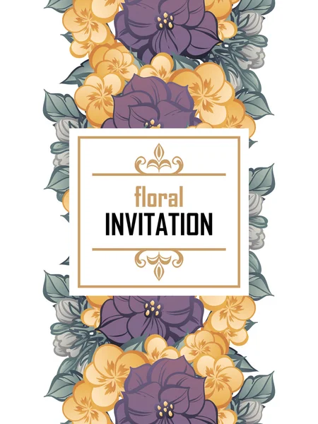 Delicada invitación con flores — Vector de stock