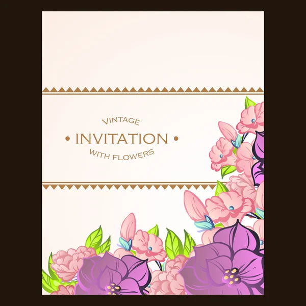 Invitación con hermosas flores — Vector de stock