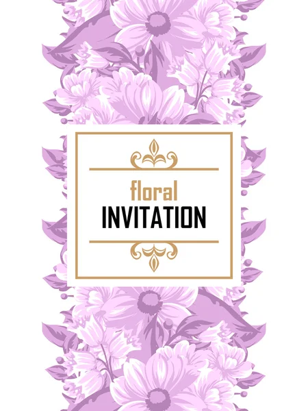 Delicada invitación con flores — Vector de stock