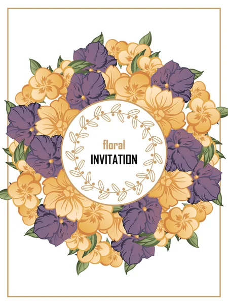 Invitación con hermosas flores — Archivo Imágenes Vectoriales