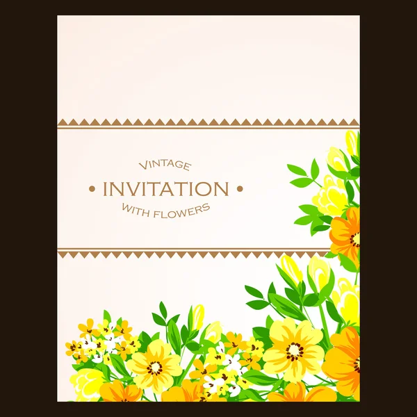 Invitación con hermosas flores — Archivo Imágenes Vectoriales