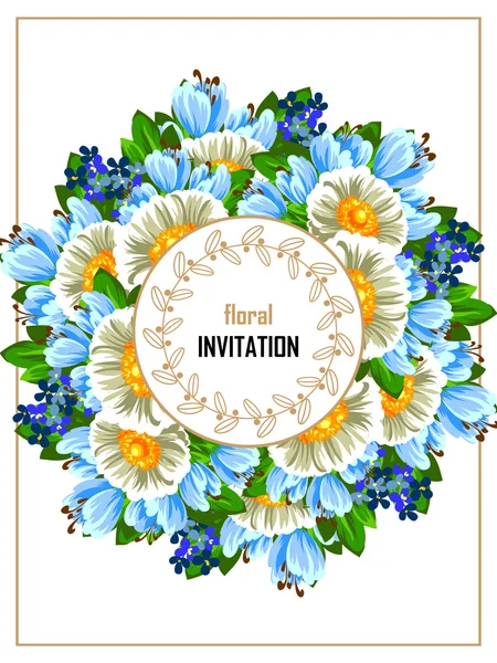 Invitación con hermosas flores — Vector de stock