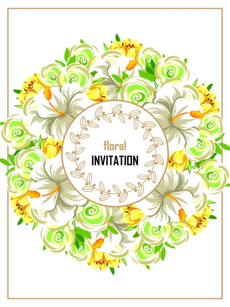 Invitación con hermosas flores — Archivo Imágenes Vectoriales