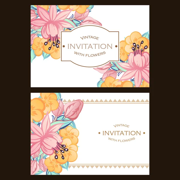 Invitación con hermosas flores — Vector de stock