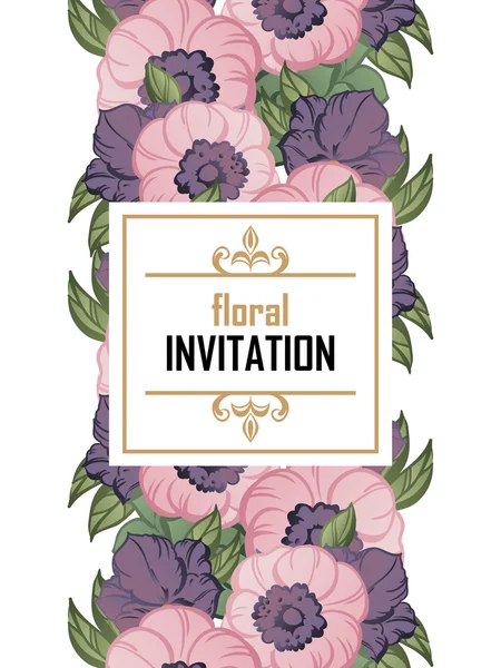 Delicada invitación con flores — Vector de stock