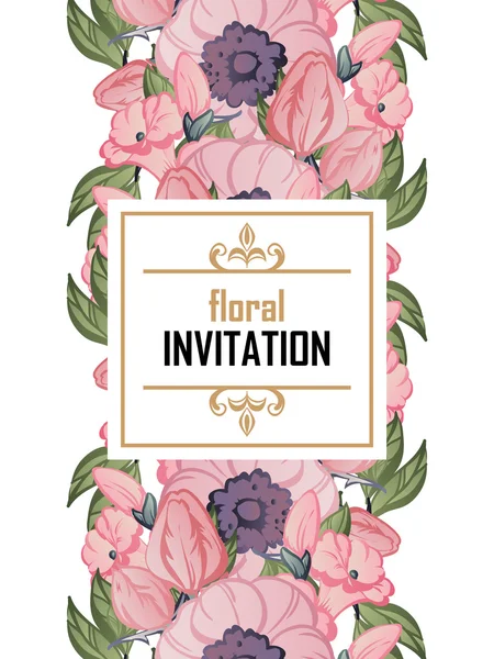 Delicada invitación con flores — Archivo Imágenes Vectoriales