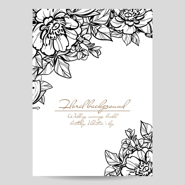 Invitación con hermosas flores — Vector de stock