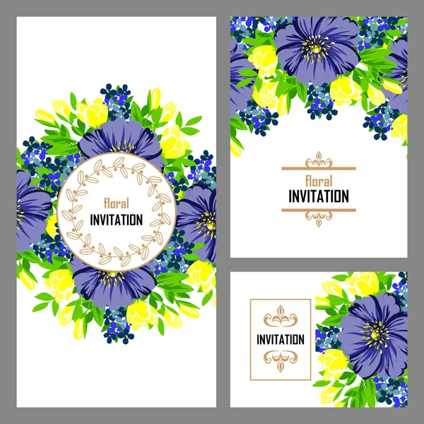 Invitation avec de belles fleurs — Image vectorielle