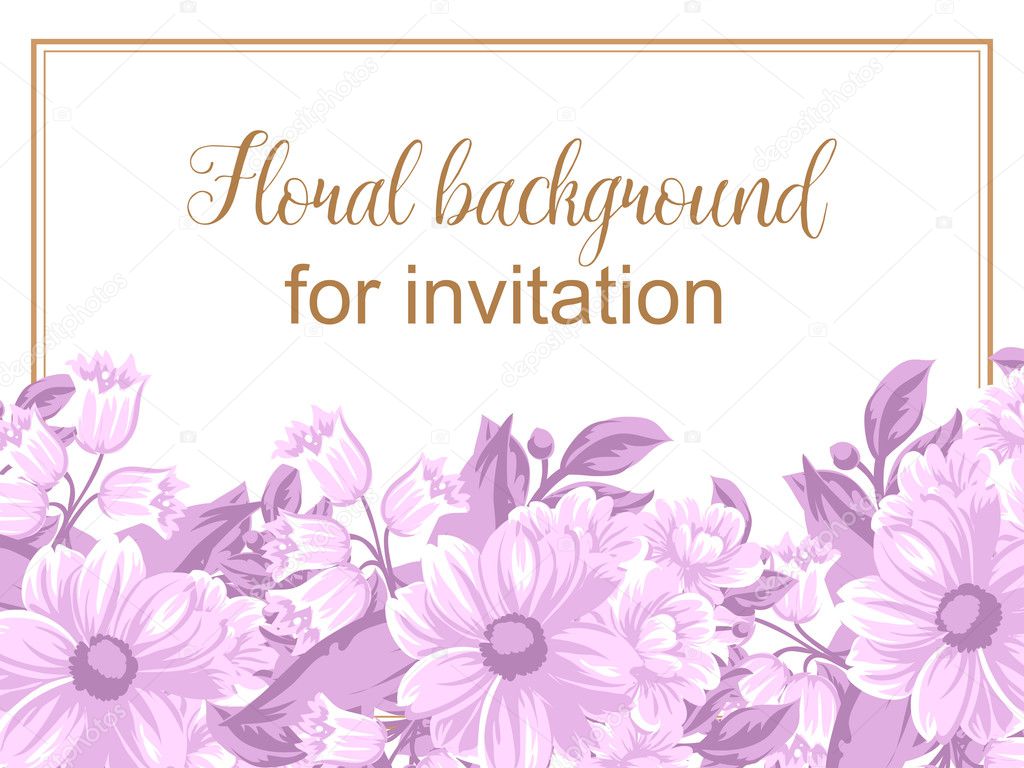Disegno di illustrazione vettoriale di sfondo floreale per invito con bellissimi fiori colorati — Vettoriali di All about Flowers