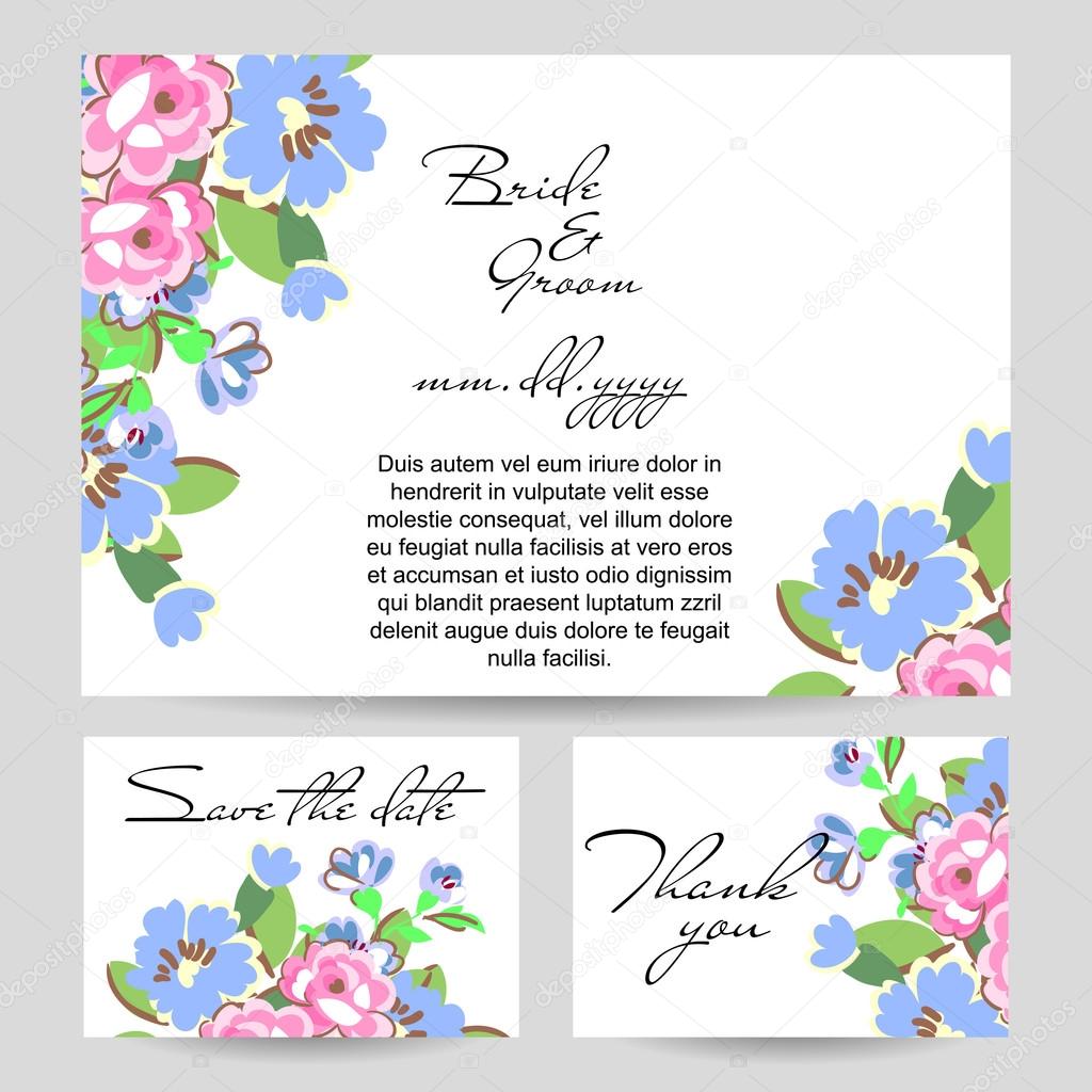 Disegno di illustrazione vettoriale di sfondo floreale per invito con bellissimi fiori colorati — Vettoriali di All about Flowers