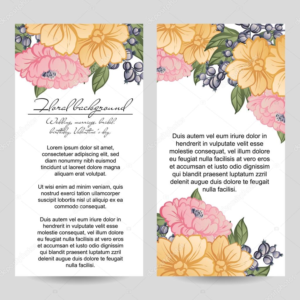 Disegno di illustrazione vettoriale di sfondo floreale per invito con bellissimi fiori colorati — Vettoriali di All about Flowers