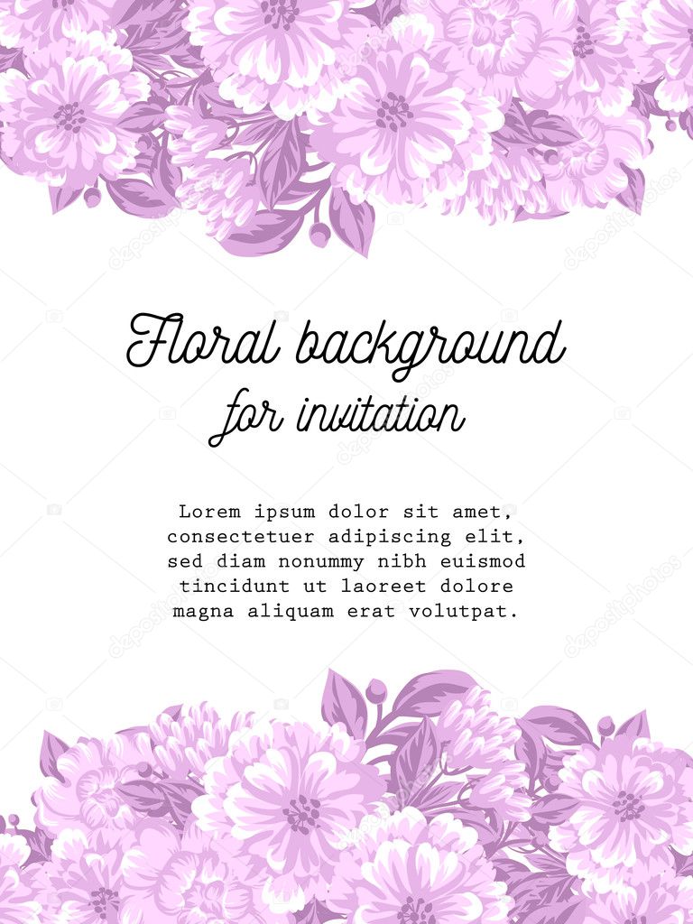 Disegno di illustrazione vettoriale di sfondo floreale per invito con bellissimi fiori colorati — Vettoriali di All about Flowers
