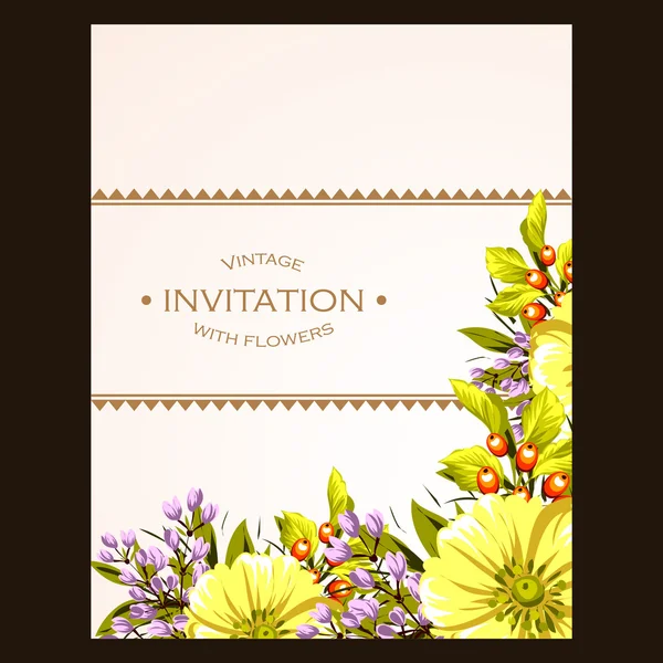 Invitation délicate avec des fleurs — Image vectorielle