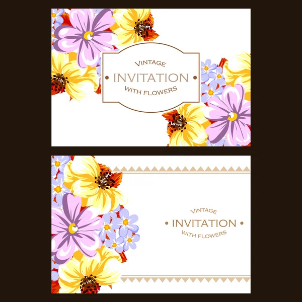 Invitación con hermosas flores — Archivo Imágenes Vectoriales