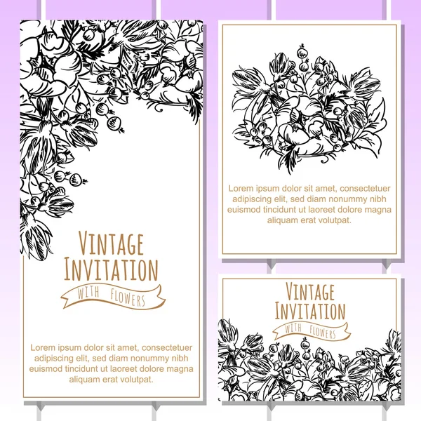 Invitación con hermosas flores — Vector de stock