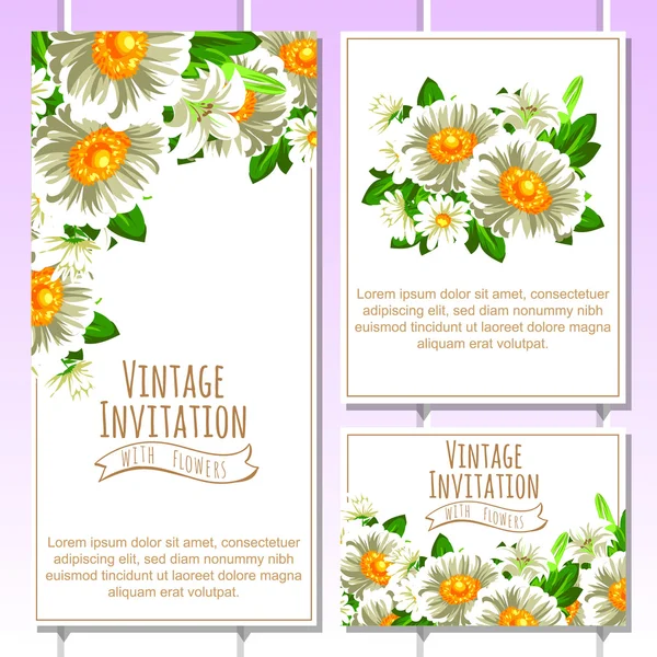 Invitación con hermosas flores — Archivo Imágenes Vectoriales