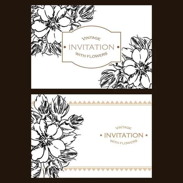 Invitation avec de belles fleurs — Image vectorielle