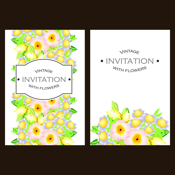 Uitnodiging met prachtige bloemen — Stockvector