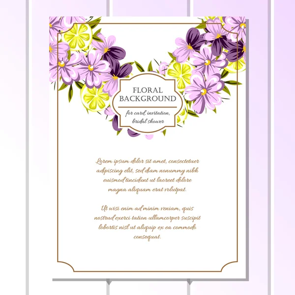 Delicada invitación con flores — Vector de stock