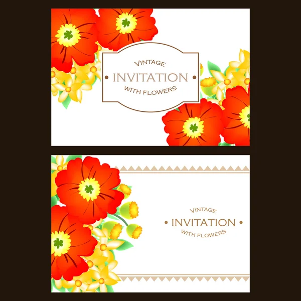 Invitation avec de belles fleurs — Image vectorielle