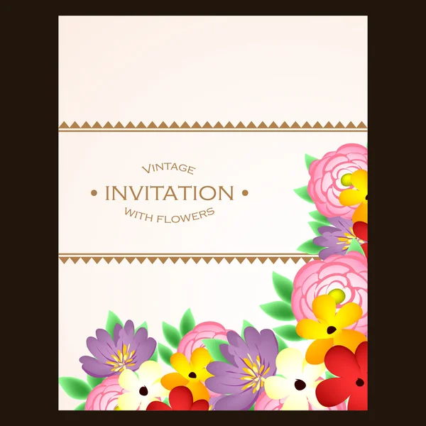 Invitation délicate avec des fleurs — Image vectorielle